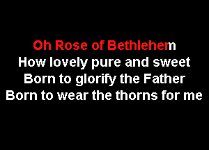 0h Rose of Bethlehem
How lovely pure and sweet
Born to glorify the Father
Born to wear the thorns for me