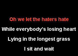 Oh we let the haters hate

While everybodws losing heart

Lying in the longest grass

I sit and wait