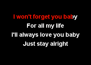 lwon't forget you baby
For all my life

I'll always love you baby
Just stay alright
