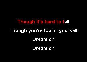 Though it's hard to tell

Though you're foolin' yourself

Dream on

Dream on