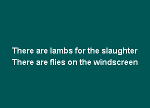 There are lambs for the slaughter

There are flies on the windscreen
