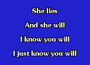 She lies
And she will

I know you will

ljust know you will