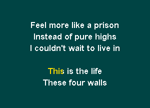 Feel more like a prison
Instead of pure highs
I couldn't wait to live in

This is the life
These four walls