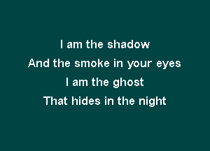 I am the shadow
And the smoke in your eyes
I am the ghost

That hides in the night