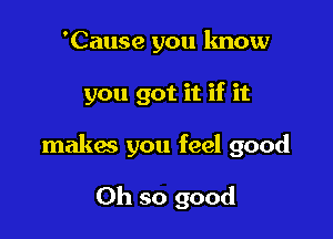 'Cause you lmow

you got it if it

makas you feel good

Oh so good