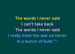 The words I never said
I can't take back

The words I never said
I really think the war on terror
Is a bunch of bullsm