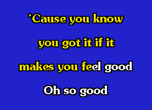 'Cause you lmow

you got it if it

makas you feel good

Oh so good