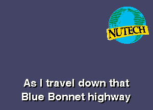 As I travel down that
Blue Bonnet highway