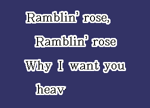 Ramnb'lliw nose,
Ramblinf nose

WEW
31m