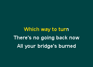 Which way to turn

There's no going back now

All your bridge's burned