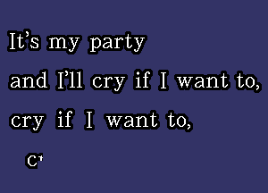 1113 my party

and F11 cry if I want to,
cry if I want to,

CI