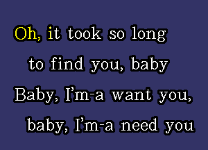 Oh, it took so long
to find you, baby

Baby, Fm-a want you,

baby, Fm-a need you