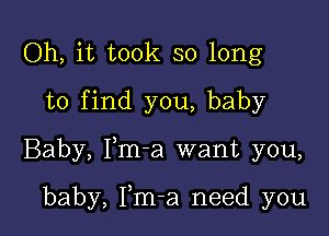 Oh, it took so long
to find you, baby

Baby, Fm-a want you,

baby, Fm-a need you