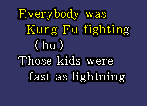 Everybody was
Kung Fu fighting
(hu)

Those kids were
fast as lightning