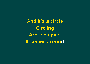 And it's a circle
Circling

Around again
It comes around