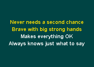 Never needs a second chance
Brave with big strong hands

Makes everything 0K
Always knows just what to say