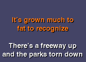 Irs grown much to
fat to recognize

There's a freeway up
and the parks torn down