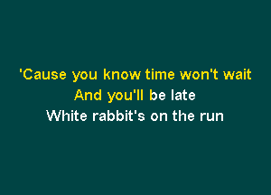 'Cause you know time won't wait
And you'll be late

White rabbit's on the run