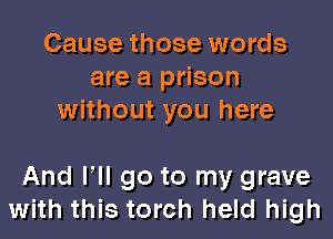 Cause those words
are a prison
without you here

And VII go to my grave
with this torch held high