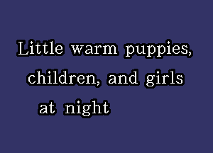 Little warm puppies,

children, and girls

at night