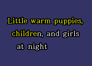 Little warm puppies,

children, and girls

at night