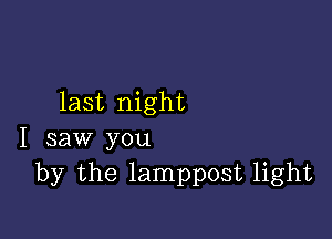 last night

I saw you
by the lamppost light