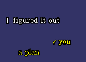 I figured it out

v' you

a plan