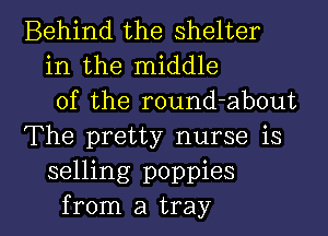 Behind the shelter
in the middle
of the round-about
The pretty nurse is
selling poppies

from a tray l