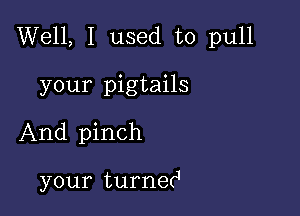 Well, I used to pull

your pigtails
And pinch

your turnetJ