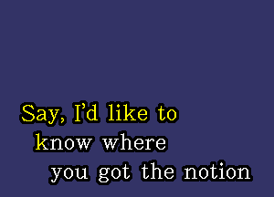 Say, I,d like to
know where
you got the notion