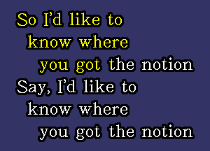 80 Yd like to
know where
you got the notion

Say, I,d like to
know where
you got the notion