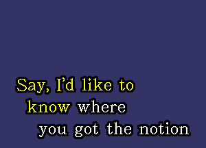 Say, I,d like to
know where
you got the notion