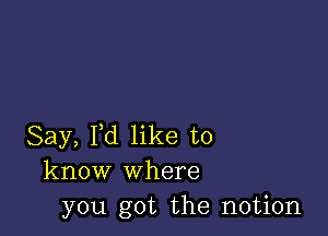 Say, I,d like to
know where
you got the notion