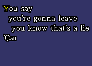 You say
youTe gonna leave
you know thafs a lie

Cal