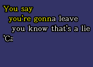 You say
youTe gonna leave
you know thafs a lie

3C8