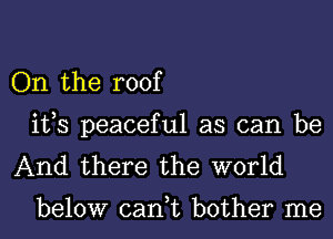 On the roof
ifs peaceful as can be
And there the world

below can,t bother me