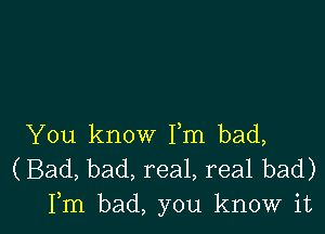 You know Fm bad,
(Bad, bad, real, real bad)
Fm bad, you know it