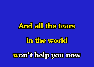 And all the tears

in the world

won't help you now