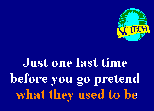 Just one last time
before you go pretend
what they used to be