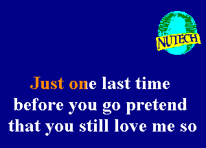 Just one last time
before you go pretend
that you still love me so