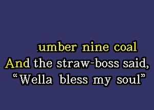 umber nine coal

And the straw-boss said,
WVella bless my souln