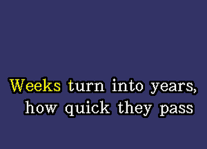 Weeks turn into years,
how quick they pass