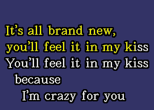 IVS all brand new,
you,ll feel it in my kiss
You,11 feel it in my kiss
because
Fm crazy for you