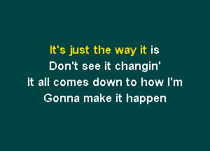 It's just the way it is
Don't see it changin'

It all comes down to how I'm
Gonna make it happen