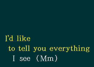 Fd like
to tell you everything
I see (Mm)