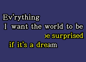 EVTything
I want the world to be

)e surprised
if i133 a dream