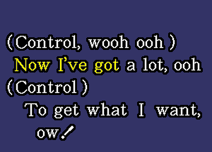 (Control, wooh 00h )
Now I,Ve got a lot, 00h

(Control )

To get What I want,
0W!