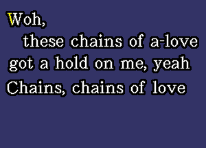 Woh,
these chains of a-love
got a hold on me, yeah

Chains, chains of love