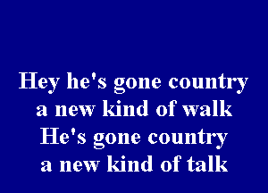 Hey he's gone country
a new kind of walk

He's gone country
a new kind of talk