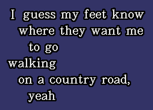 I guess my feet know
where they want me
to go

walking
on a country road,
yeah